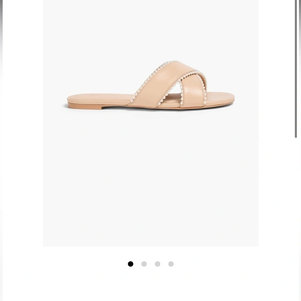 Stuart Weitzman Roza faux pearl-embellished leather sandals
